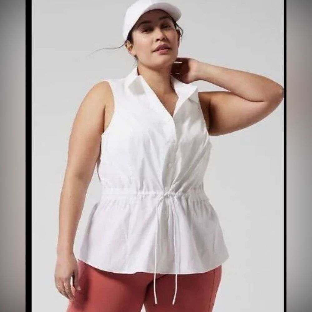 Athleta white Levitate Poplin Tank size 3X
